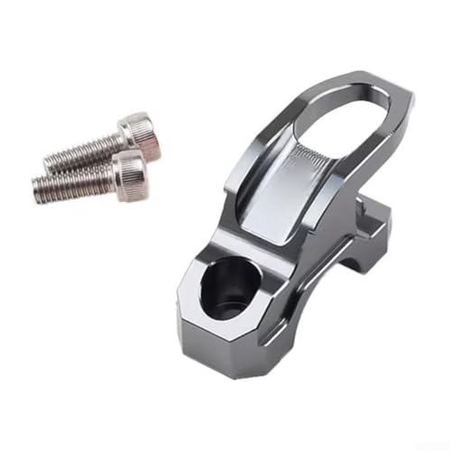 Soporte de cilindro maestro de freno lateral para manillar de scooter con gancho integrado para casco para colgar de forma segura (gris)