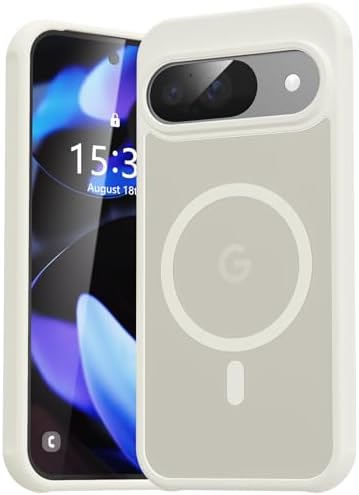 EASDNB für Google Pixel 9/9 PRO Hülle für Magsafe, Magnetisch Handyhülle für Pixel 9 Case, Kameraschutz Stoßfeste Kratzfeste Durchscheinende Schutzhülle für Google 9 PRO Hülle, Wei