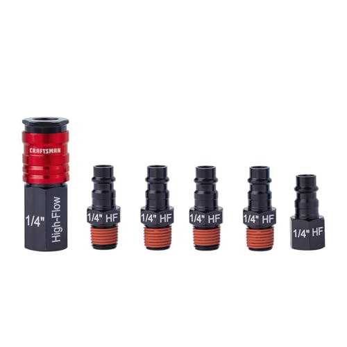 Image of CRAFTSMAN 6-pc High-Flow Fittings Kit, Aluminum, 1/4-in NPT Threads