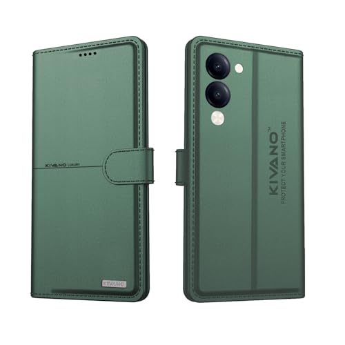 Image of Compatible with Vivo T4 Lite 5G / iQOO Z10 Lite 5G / Vivo Y19 5G / Vivo Y19e Flip Cover | Leather Finish | Inside Pockets & Inbuilt Stand | Shockproof Wallet Style Magnetic Closure Back Cover
