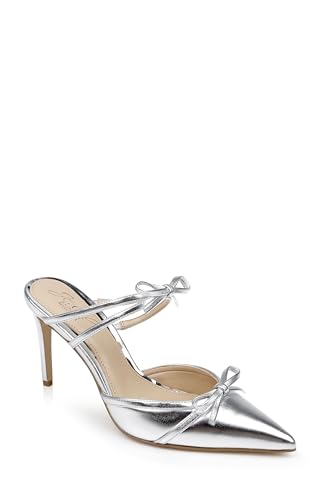 Jewel Badgley Mischka Klarise II Metallic Pointed Toe Double Bow Mules