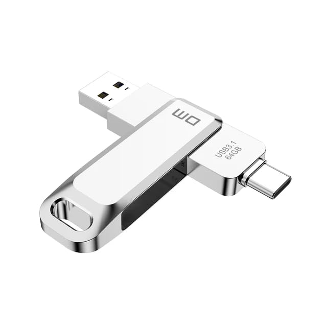 Image of DM PD168 64 GB Metal Pen Drive USB 3.1 Portable Pendrive USB Flash Drive Zinc Alloy Super Fast High Speed Waterproof Pen Drive for Computer Laptop MacBook (64 GB)
