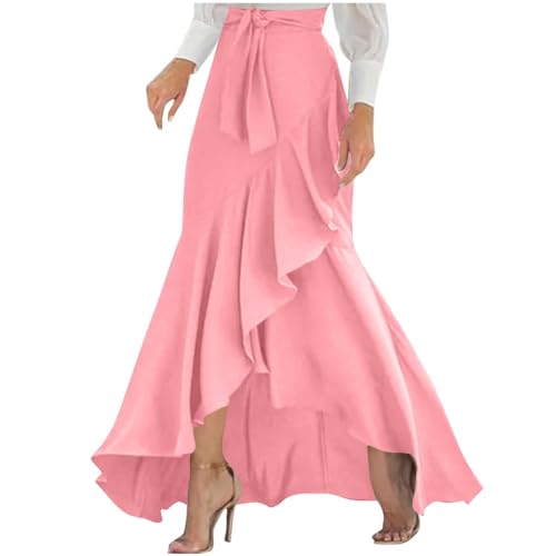 Jupe portefeuille taille haute haut de gamme midi fluide au design asymétrique chic