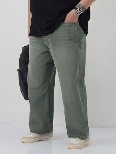 Image of Urbano Plus Men's Loose Baggy Fit Heavy Washed Jeans Non-Stretchable