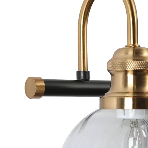 Image of KSANA Black Gold Vanity Light, Modern 3-Light Bathroom Light Fixture with Clear Glass Globes, Electroplating Brass 22 inchL Vanity Lighting Over Mirror