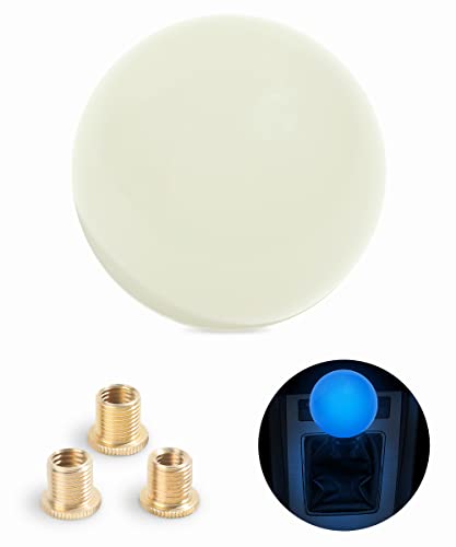 Yakefly Universal Luminous Gear Shift Knob,Round Ball Shift Knob 5 6 Speed,Car Gear Shifter Head,Car Shifter Knobs With 3 Adapters,White Acrylic Stick Shift Knob Fit (Luminous-Cream/Blue) #TOP7