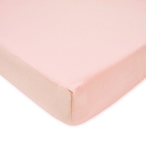 Image of American Baby Company 100% Natural Cotton Percale Fitted Crib Sheet for Standard Crib and Toddler Mattresses, Blush Pink, Soft Breathable, for Girls
