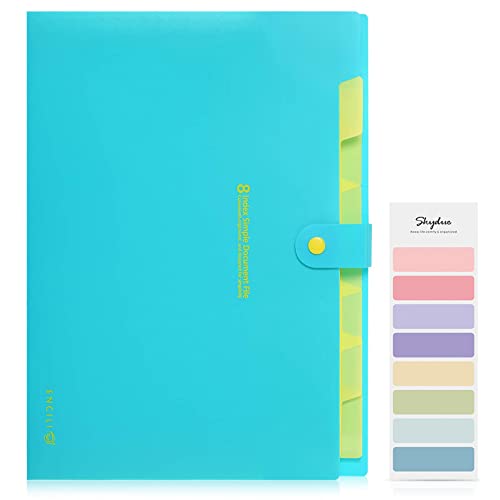 Skydue Portable Accordion Document File Folders Expanding Letter Organizer, 8 Pockets (Blue) #TOP16