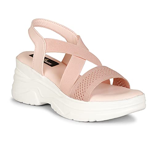 Image of Stylish Girl's High Heel Criss Cross Chunky Sole Casual Fashion Wedges Sandal For Women /Girls Ankle Strep Sandal