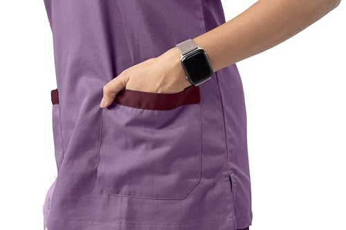 Image of UNIFORM CRAFT Women's Polyester and Cotton Twill Support Staff Uniform, Lavendar & Wine (3XL)