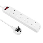 EXTRASTAR Switched Extension Lead, 4 Way Extension Lead 1M with Indicator Light, 13A UK Plug Socket Power Strip Wall Mounted White