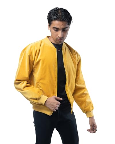 Men’s Velvet Bomber Jacket,Lightweight Front Zipper, Full Sleeve Windbreaker Regular Fit Smooth Velvet Jackets