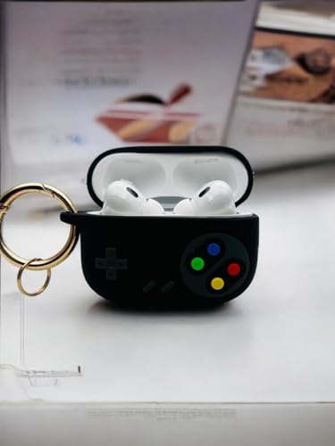 Image of SE HUB AirPods Pro 2 Case Compatible with Mag-Safe, Silicone Airpods Pro 2nd Generation Game Case with (Ring Carbaner and Hand Strap Included) 360 Protective Airpods Pro 2 Case (Game Pad) | Black