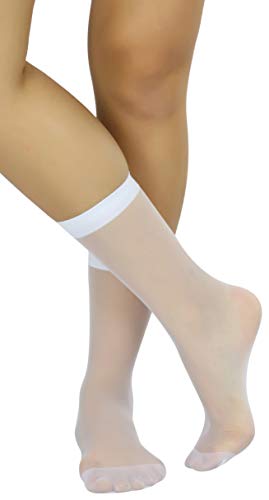 Image of ToBeInStyle Women's Pack of 6 Trendy Sheer Nylon Crew Sock Stockings