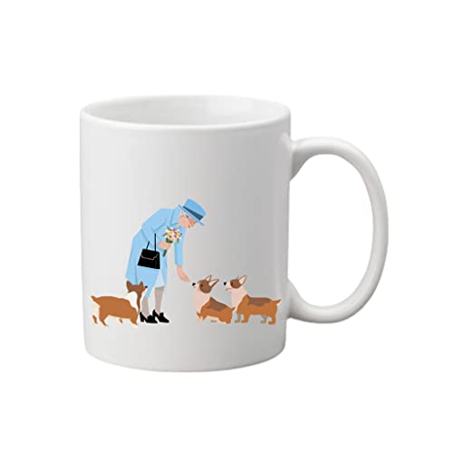 Tasse à café Queen Elizabeth II et son Corgis Cover