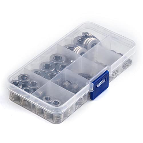 #N/A Arruela lisa, 8 tamanhos arruelas sortimento conjunto de aço inoxidável plano e arruela do fech