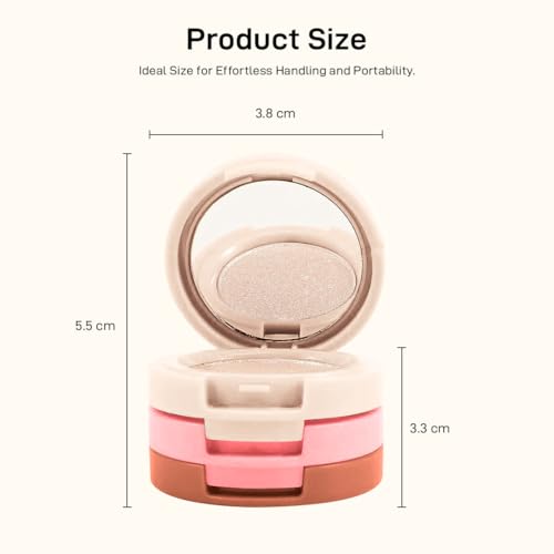 Image of Multibrite Blush Highlighter & Contour Palette 3 in 1 Makeup Powder Set Compact Powder Blush Highlighter Silky Smooth Face Blush Cheek Tint, Moisturizing Luminizer for Women (M02 Peach)