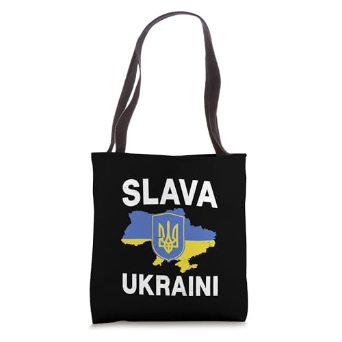 Bolsa tote Slava Ukraini con mapa de Ucrania para mostrar apoyo y orgullo ucraniano miniatura 1