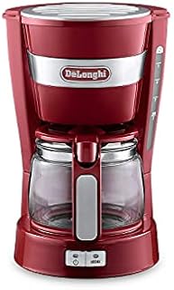 De'Longhi Active Line Drip Filter Coffee Machine, Stainless Steel, Keep warm & anti-drip function, 0.65 Litres, ICM14011.R, Red