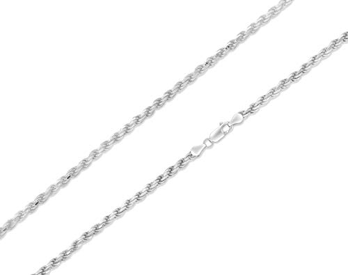 Authentic Solid Sterling Silver Rope Diamond-Cut Braided Twist Link .925 Itprolux Necklace Chains 1Mm - 5Mm, 16" - 30", Made In Italy, Men & Women (20, 4Mm) #TOP1