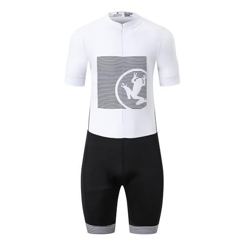 UGLY FROG Men's Racesuit, Short Sleeve Top+Short Legs Cycle Race Swim Bike Run Triathlon Suit, Padded, Pockets, UPF 50+