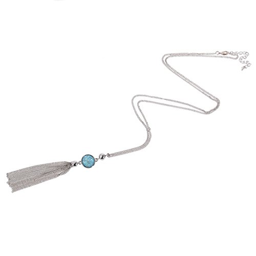 Sautoir vintage longue chaîne de pull pendentif gland bohème