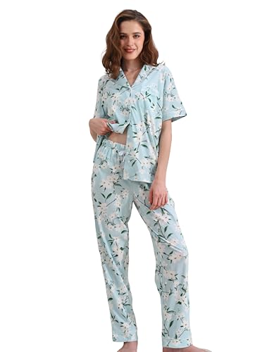 NAP BOUND Cotton Women's Pajamas Set Short Sleeve...