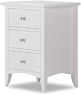 Edward Hopper white bedside table with 3 drawers, metal runners, dovetail joints, FULLY ASSEMBLED