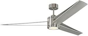 Monte Carlo 3AMR60BSD Armstrong Unique Energy Star 60" Ceiling Fan with LED Light and Hand Remote Control, 3 ABS Blades, Brushed Steel