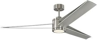 Monte Carlo 3AMR60BSD Armstrong Unique Energy Star 60" Ceiling Fan with LED Light and Hand Remote Control, 3 ABS Blades, Brushed Steel