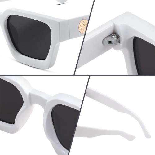 Image of FEISEDY Retro 90s Chunky Square Sunglasses for Women Men B2385