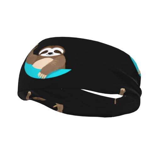 Banda deportiva de moda para el sudor con texto en inglés "WHJSHOP Sloth" que dice hola, bandas estampadas que absorben el sudor para hombres y mujeres