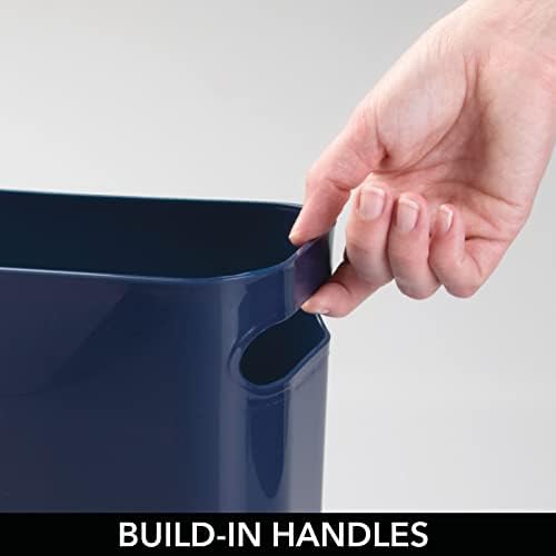 mDesign Bathroom Bin - Bedroom Bin & Rubbish Bin For Bedrooms, Bathrooms, Home and Offices - Waste Paper Bins Small Bin - Navy