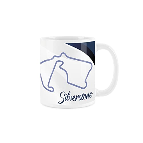 Purely Home Car Racing Circuits Mug - Silverstone - Coffee Tea Present Motorsport Gifts for Car Lovers, White,blue - Image 2