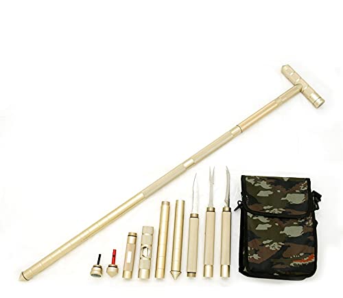 Snake Eye Tactical Walking Hiking Cane 9 in 1 Survival Gear and Equipment, Camping Gear, with Compass Glass Breaker Whistles Mini Fork and Tool Set Ideal for Hiking Travel Camping Gift (Gold)