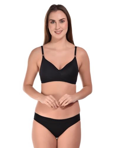 Image of SGC SWEDEN Women's Lingerie Set | Cotton Blend Lightly Padded Non Wire Push-Up Bridal Bra Panty Lingerie Set | Super Soft and Comfortable Lingerie Set