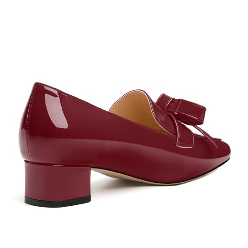 Image of Womens Loafer with Heel, Comfortable Chunky Heels for Women, Loafers Shoes with Bowknot Womens Bunion Dress Shoes