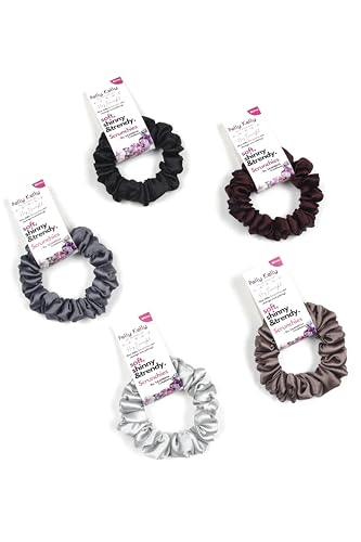 Image of Satin Scrunchies Hair Bands for Women | No-Damage Elastic Hair Ties for Ponytails & Buns | Fluffy & Stylish Rubber Bands | Small Size | Pack of 5