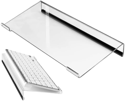 Keyboard Riser, Acrylic Transparent Screen Stand for Computer Key...