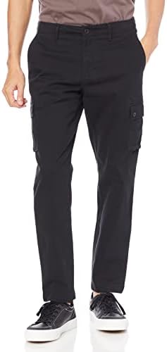 Amazon Essentials Men's Straight-Fit Stretch Cargo Pant (Available in Big & Tall), Black, 34W x 32L