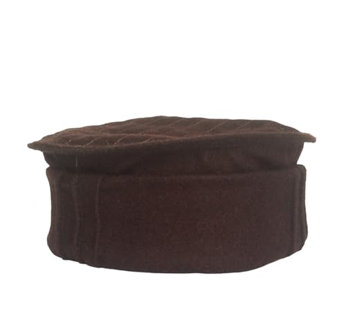 IMAHAM: HANDCRAFTED FLOWER Men's Pakol Caps Afgani Headwear Prayer Caps Ramadaan Eid Cap Handmade Light Woolen Kufis Namaz Hat (US, Alpha, X-Large, Brown)