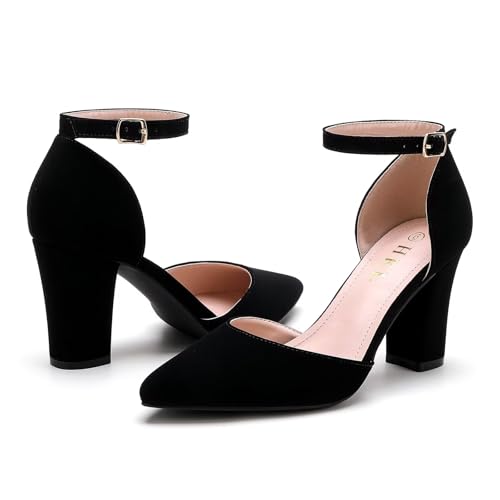 HKL Women's Closed Toe Pointed Heels Pumps3
