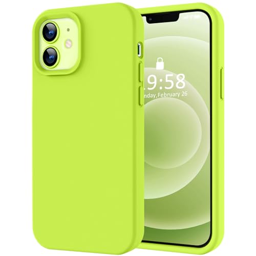 Image of LOVE 3000 Designed for iPhone 12 Case /iPhone 12 Pro Case, Premium Silicone with [Soft Anti-Scratch Microfiber Lining] Shockproof Protective Phone Case for Men Women Girls 6.1 inch, Fluorescent Green
