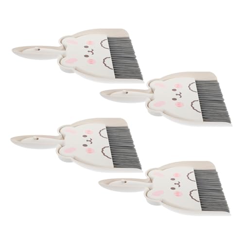 Alipis 4 セットミニほうきちりとり 軽量で安定したプラスチック製 卓上キッチン小スペース用 かわいいウサギデザイン 向けポータブル掃除道