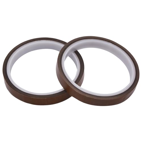 Image of 2 Roll 12mm PTFE Coated Fabric Tape, 1 /2 inch Width 32.8Ft Length High Temperature Tape, Brown Adhesive Tape for Vacuum, Hand and Impulse Sealers