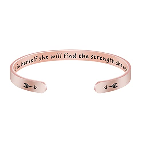Joycuff Strong Women Bracelets Inspire Me Jewelry Stainless Steel Gifts For Friends Bestie Bbf With Inspirational Engraved Message It Is In Herself She Will Find The Strength She Needs #TOP4