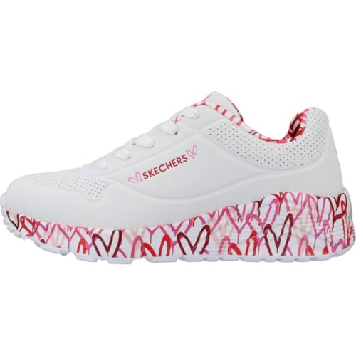 Skechers Mädchen Uno Lite Lovely Luv Sneaker, White Synthetic Red Pink Trim, 28 EU – Ansicht 2