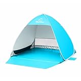 Wolfwise Strandmuschel Pop Up, UPF50+ Sonnenschutz, tragbar mit Tragetasche, sofortiger und einfacher Aufbau, Wasserabweisend & Belüftet mit Sandtaschen für 1-2 Personen, 160 × 130 × 120 cm, Beige
