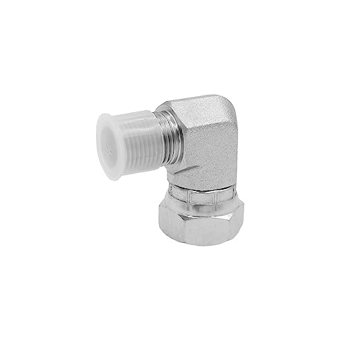 Image of (2-PACK) 1501-06-08 Hydraulic Hose Adapter Fitting 3 /8 inch Male (3 /8 inch-18NPTF) x 1 /2 inch Female (1 /2 inch-14NPSM) Swivel 90 Elbow SAE Pipe Joints Tube Connector Carbon Steel