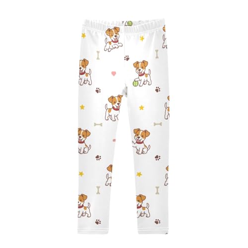Jack Russell Puppy Girls Leggings,Workout Leggings for Girls Toddler Athletic Legging Size for 3-10T